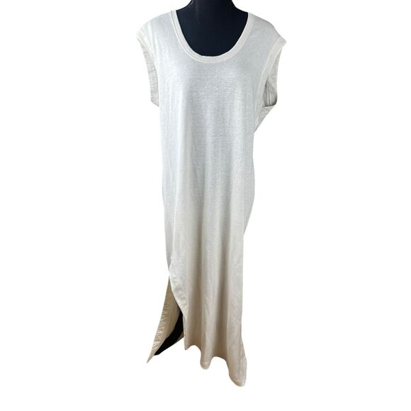Massimo Dutti Small sleevless ivory coastal side slit maxi dress career minimal - Picture 1 of 11